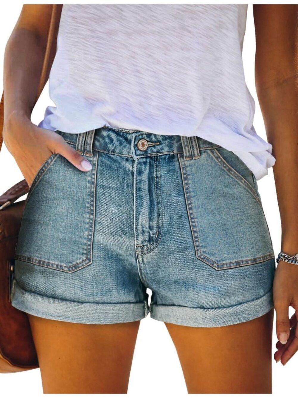 Women's Blue Summer Comfortable Stretchy Denim Casual Hot Short Jort Jean